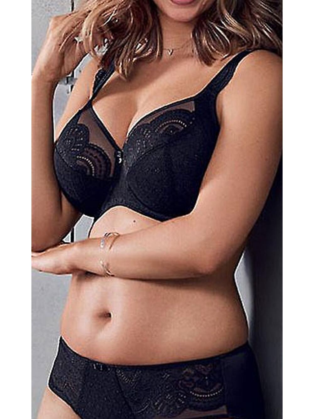Rosa Faia Women's 40E Black Selma Lace Soft Underwire Sexy Lingerie Bra Q6-16